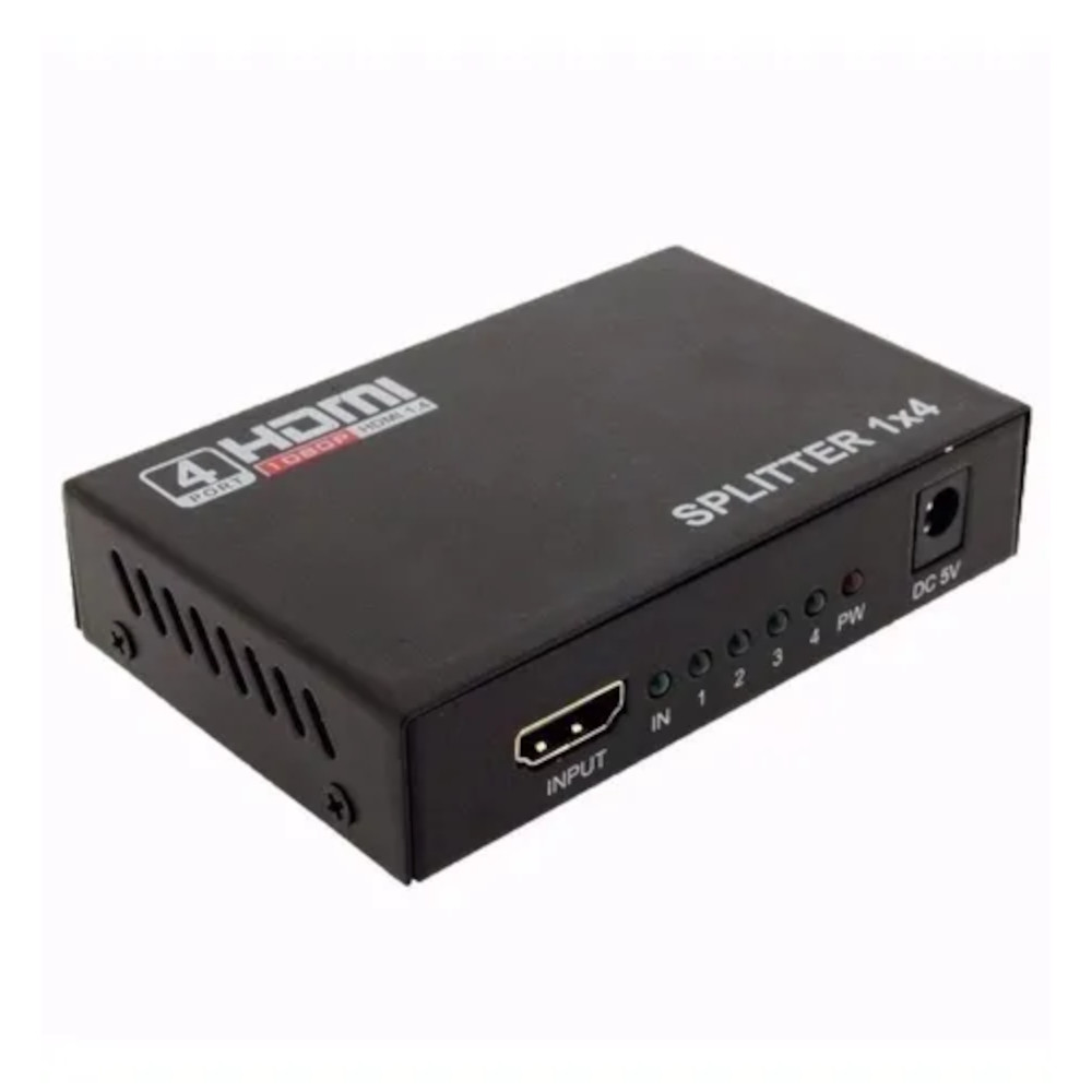 Splitter HDMI 1x4 com fonte (versão 1.4 - 3D)