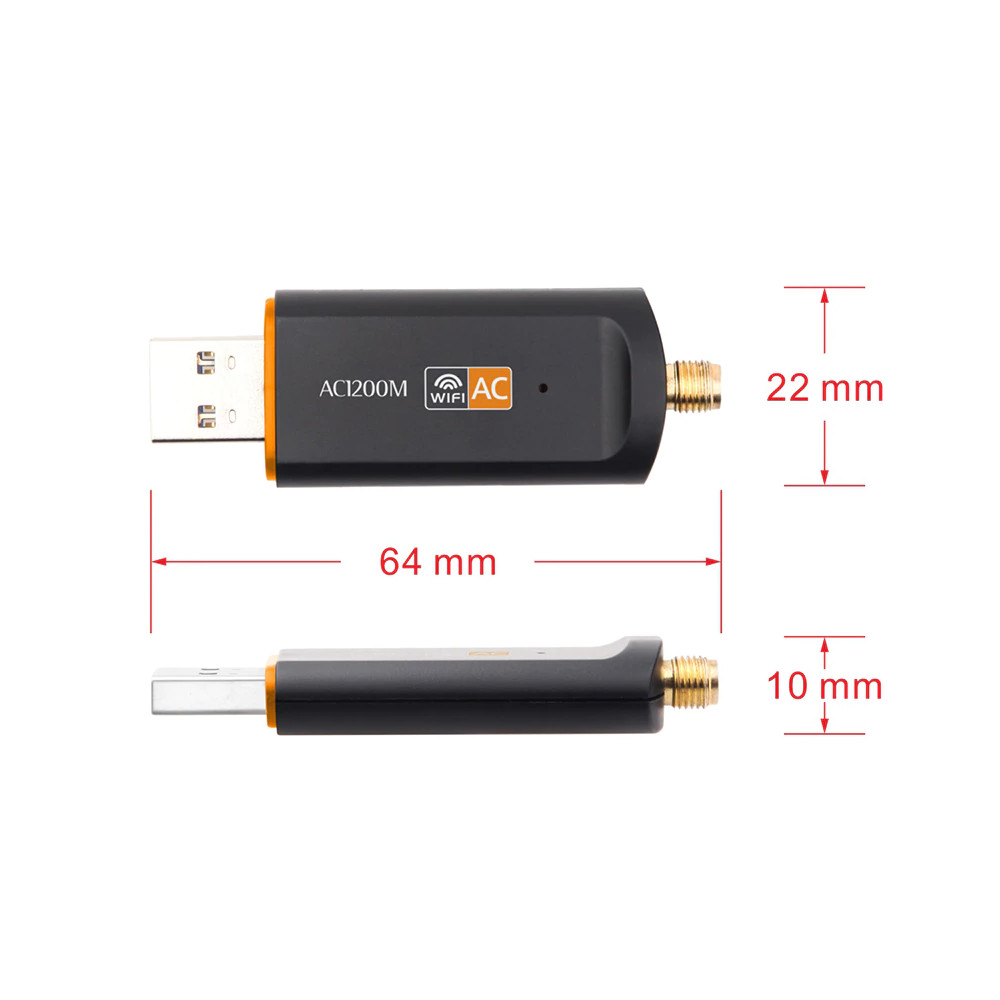 Adaptador USB Wireless Dual Band 2.4/5GHz AC1200 antena 5dbi