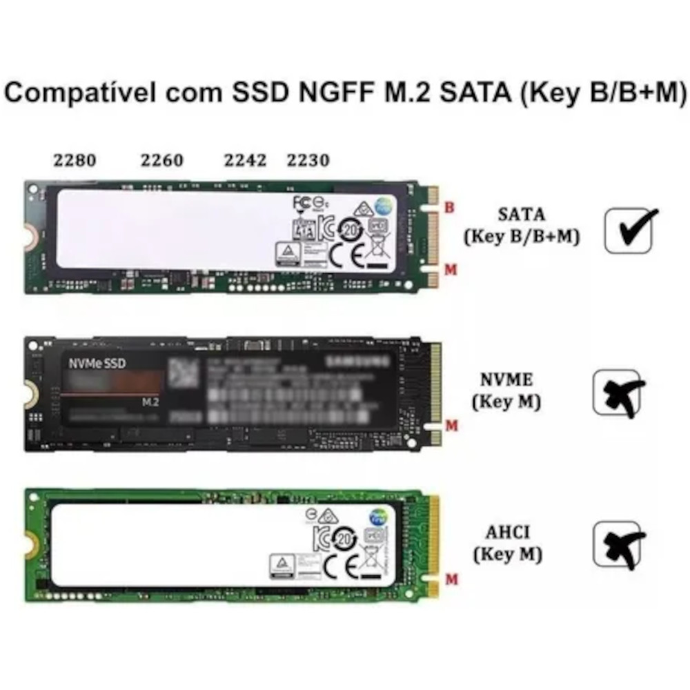 Adaptador Sata 2.5 Polegadas para SSD NGFF M.2