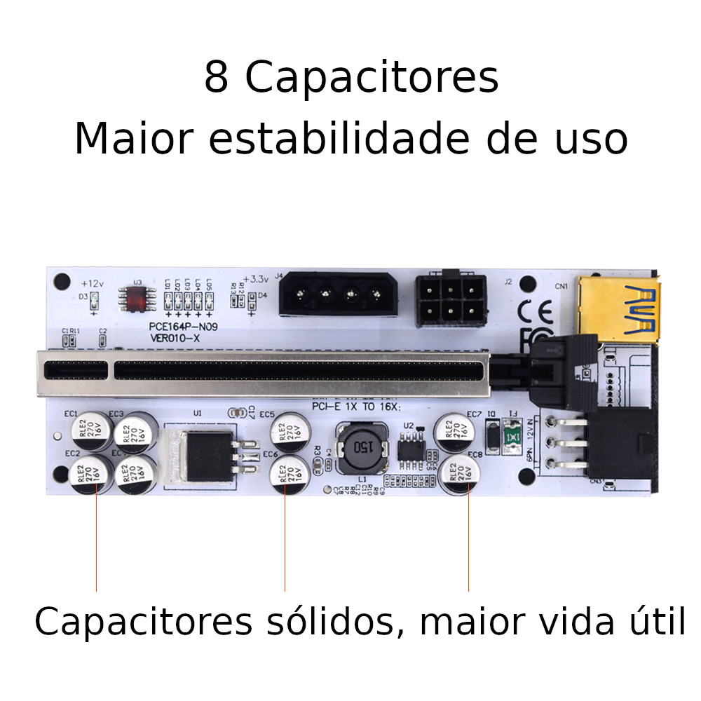 Placa Riser 010X Plus Pci-e Pci Express X1 X16 Usb 3.0