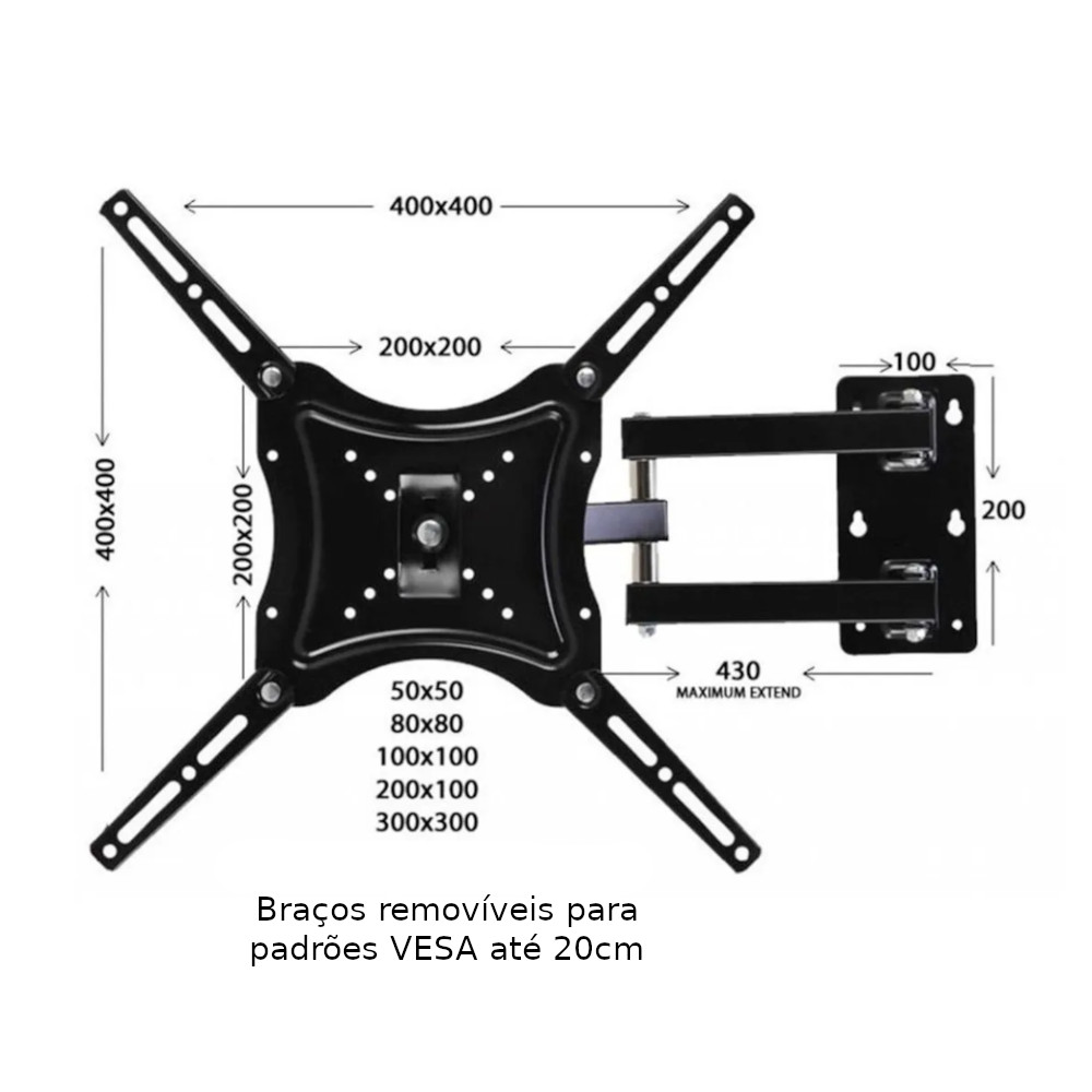 Suporte de parede TV 10-55pol Articulado